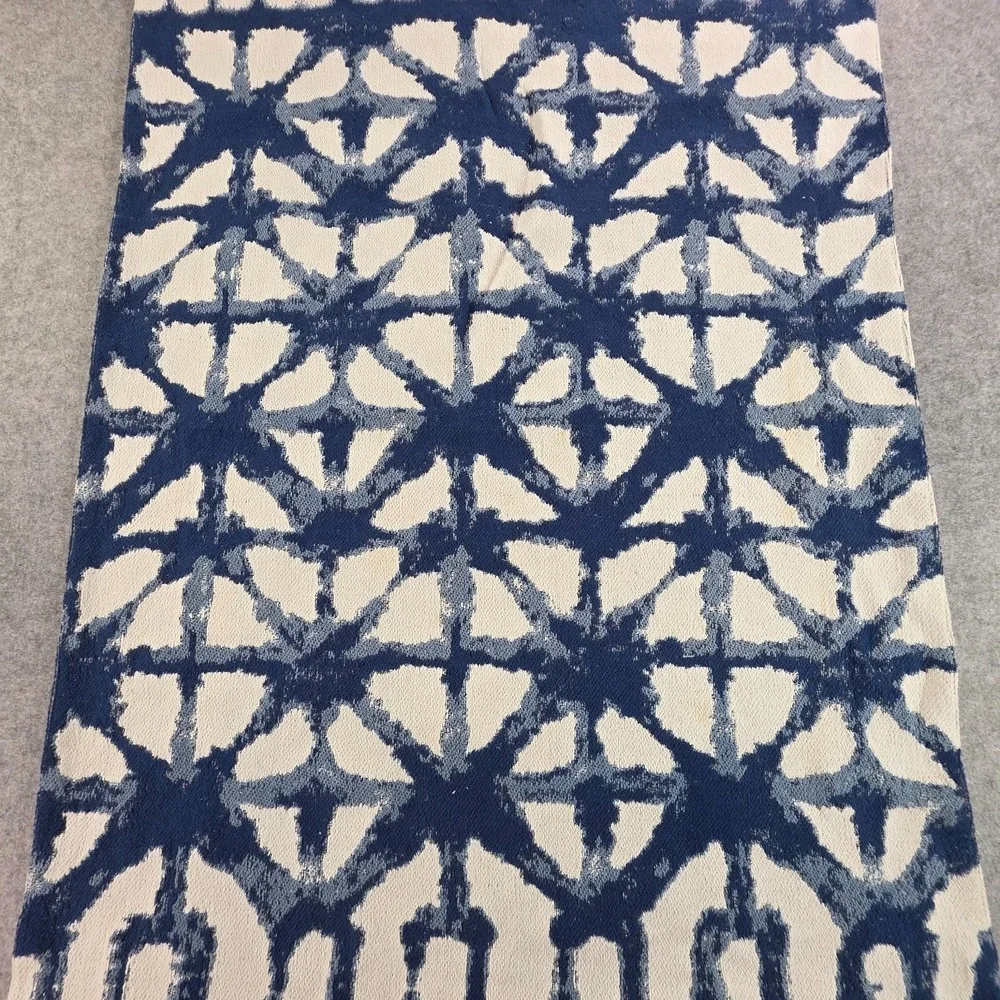 Indigo Blue Wall Hanging Tapestry Woven Cotton Fringe Boho Tie Dye Art  51